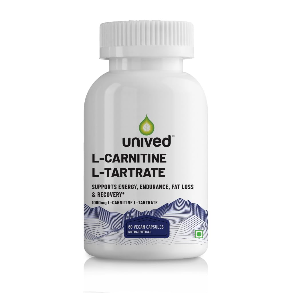 Unived L-Carnitine L-Tartrate 1000mg, Supports use of Fat for Energy, 60 Vegan Caps