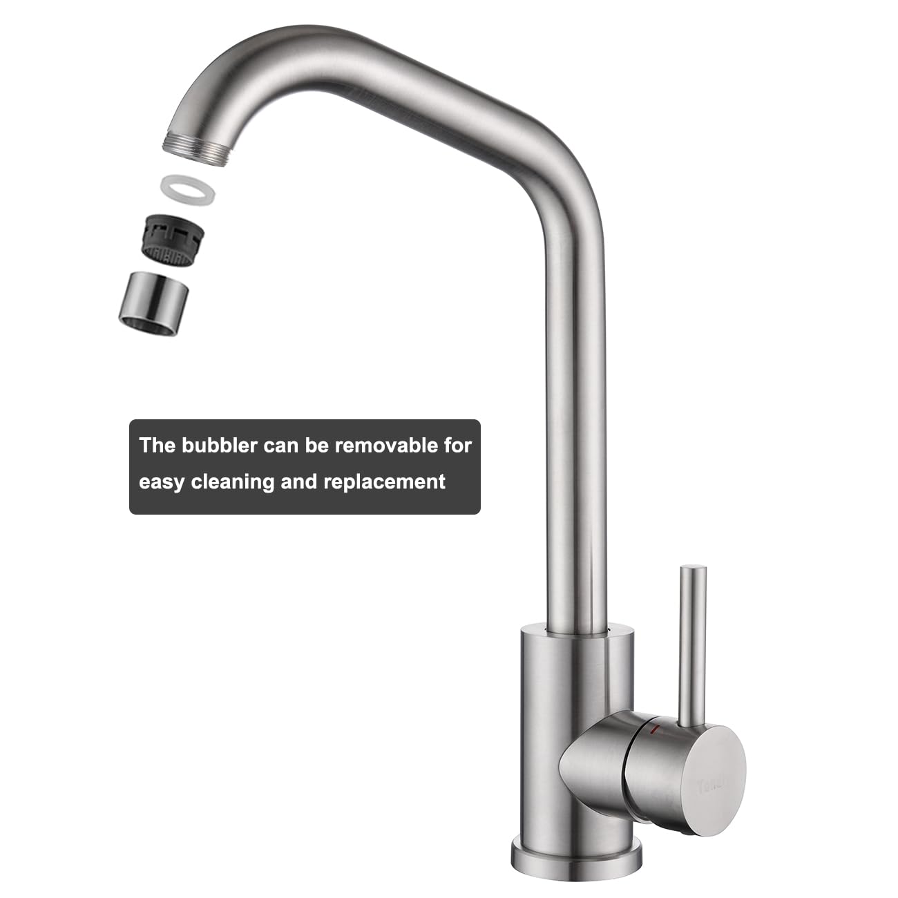 Robinet Cuisine Acier Inoxydable Brossé Mitigeur Evier Haute Pression Pivotant 360° Eau Chaud Froid Cartouche Céramique