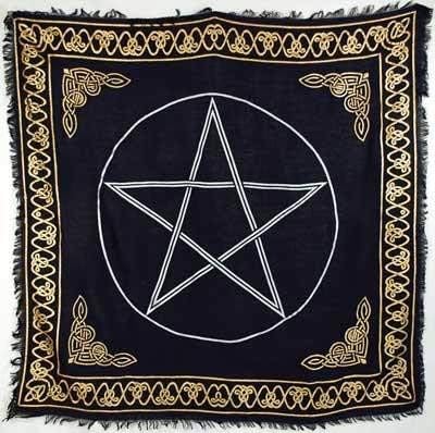 Gold Bordered Pentagram Altar Cloth 36" x 36"