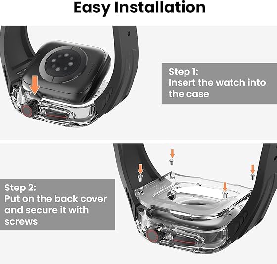 Image of AUGEN Luxury Transparent Apple Watch Modification Kit Compatible with Series 9 /8 /7 (45mm) & SE2 /6 /SE /5 /4 (44mm) | Premium Fluororubber Strap Band with Transparent Protective Case for Men & Women (Upgrade Mod Kit) (Yellow)