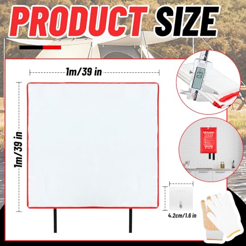 10 Pack Emergency Fire Extinguisher Blankets with Fireproof Gloves and Hooks for Home and Kitchen Safety Fire Retardant Blankets for House Fireplace Car Suppression Flame (39.37 x 39.37 Inch) - Image 3