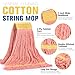 Matthew Cleaning Commercial Mop Head Replacement, 5 Inch Wide Headband, Looped End Cotton Blend String Wet Mops for Floor Cleaning, 24 oz Large, 3-Pack Orange