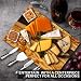 Handcrafted Italian Olive Wood Cheese & Charcuterie Board Set with Unique Black Resin Artwork - Cutting Board Comes with 4 Cheese Knives, 2 Dipping Bowls & Corkscrew Wine Opener (Black)