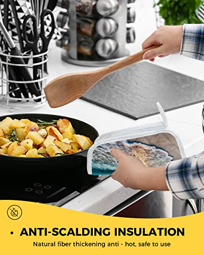 Pot Holder Set Of 3 Coastal Ocean Beach Sunset Waves Potholder Heat Proof Non-Slip Pot Holders,Landscape Seashore Hot Pads Potholders For Kitchen Cooking Baking Bbq #TOP3