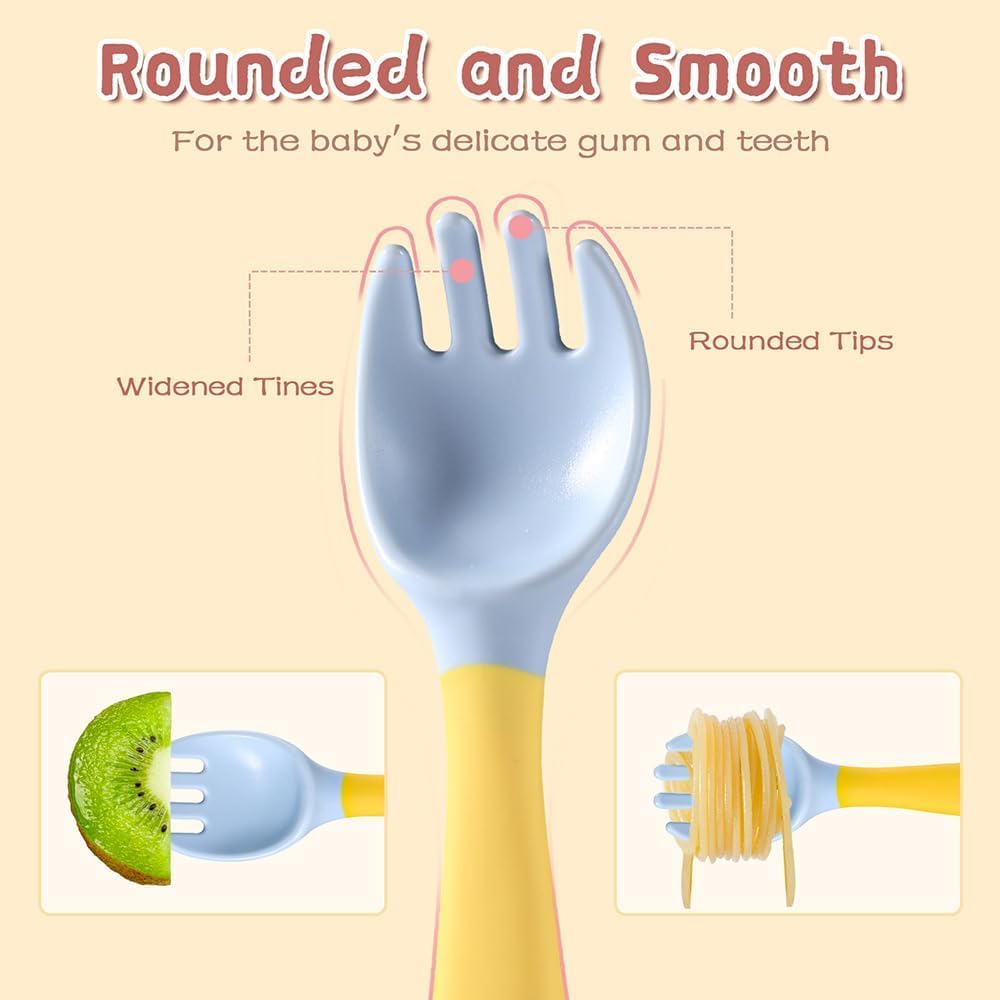 Baby Utensils Spoons and Forks Set Bendable Self-Feeding image 3