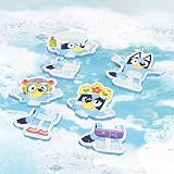 Tomy Toomies Bluey Puzzle do kąpieli - Mix and Match Bluey Puzzle - piankowe zabawki do kąpieli dla maluchów - zawiera siatkową torbę do przechowywania zabawek kąpielowych z przyssawkami - 8 sztuk -