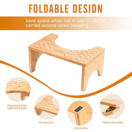 Ifedio Toilet Stool, Poop Stool,Bamboo 7 Inch Toilet Potty Stool,Foldable Squat Stool Potty With Anti Slip Layer,Toilet Stool Squat For Adults #TOP3