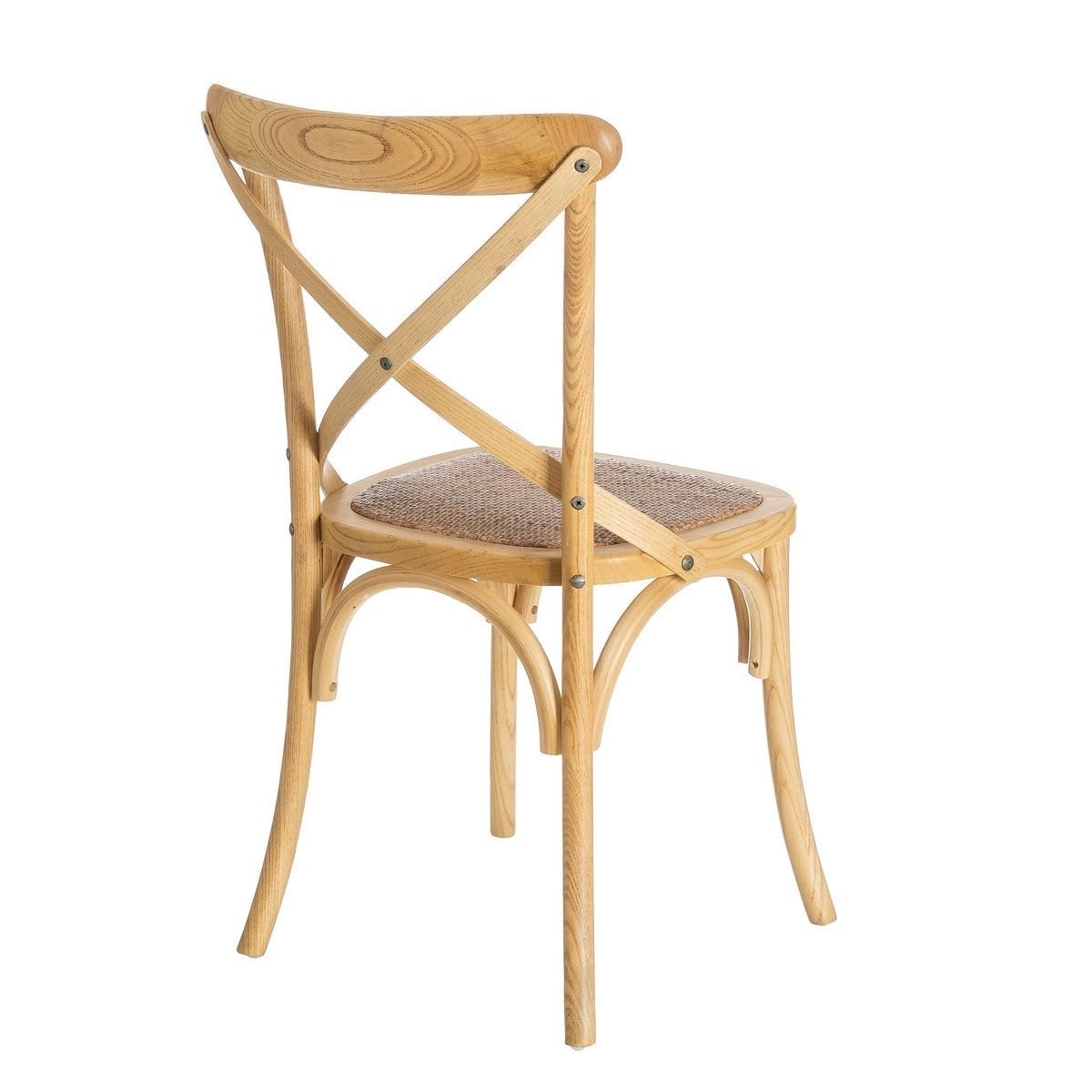 LOLAhome - Silla de Comedor Aspas de Madera de Olmo Color Natural con Asiento de ratán Trenzado en Tono Natural
