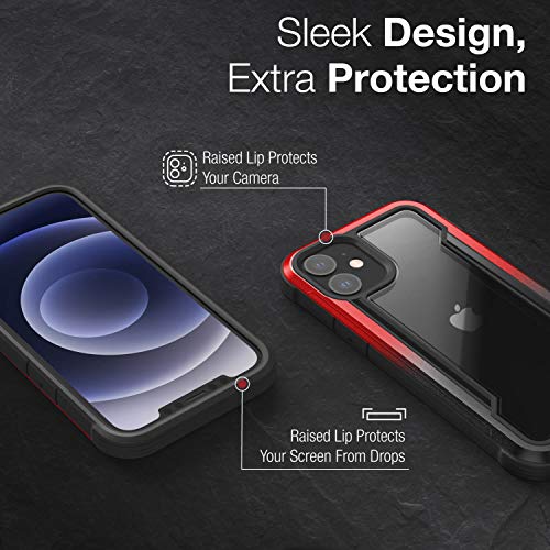 Image of X-Doria Raptic iPhone 12 Mini Case, Shield (Anodized Aluminum, TPU & Polycarbonate) Protection Case /Cover Designed for iPhone 12 Mini 5G (5.4-inch) (2020) (Military Drop Tested) -Black /Red Gradient