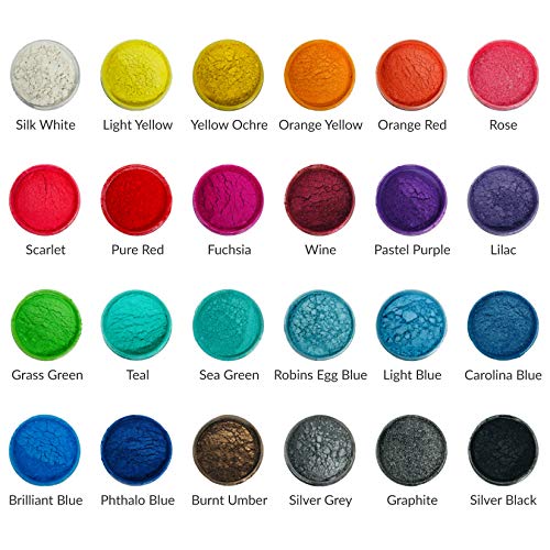 Pigment Powder for Epoxy Resin, 24 Colors, Mica Powder for Candle Dye, Bath Bomb Coloring, Soap Making, Resin Pigment, Metallic Pearl Soap Dye for Candle Making