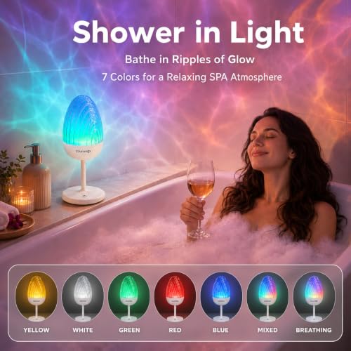 Image of Bathroom Mood Light, Cordless Ocean Wave Projector Lamp