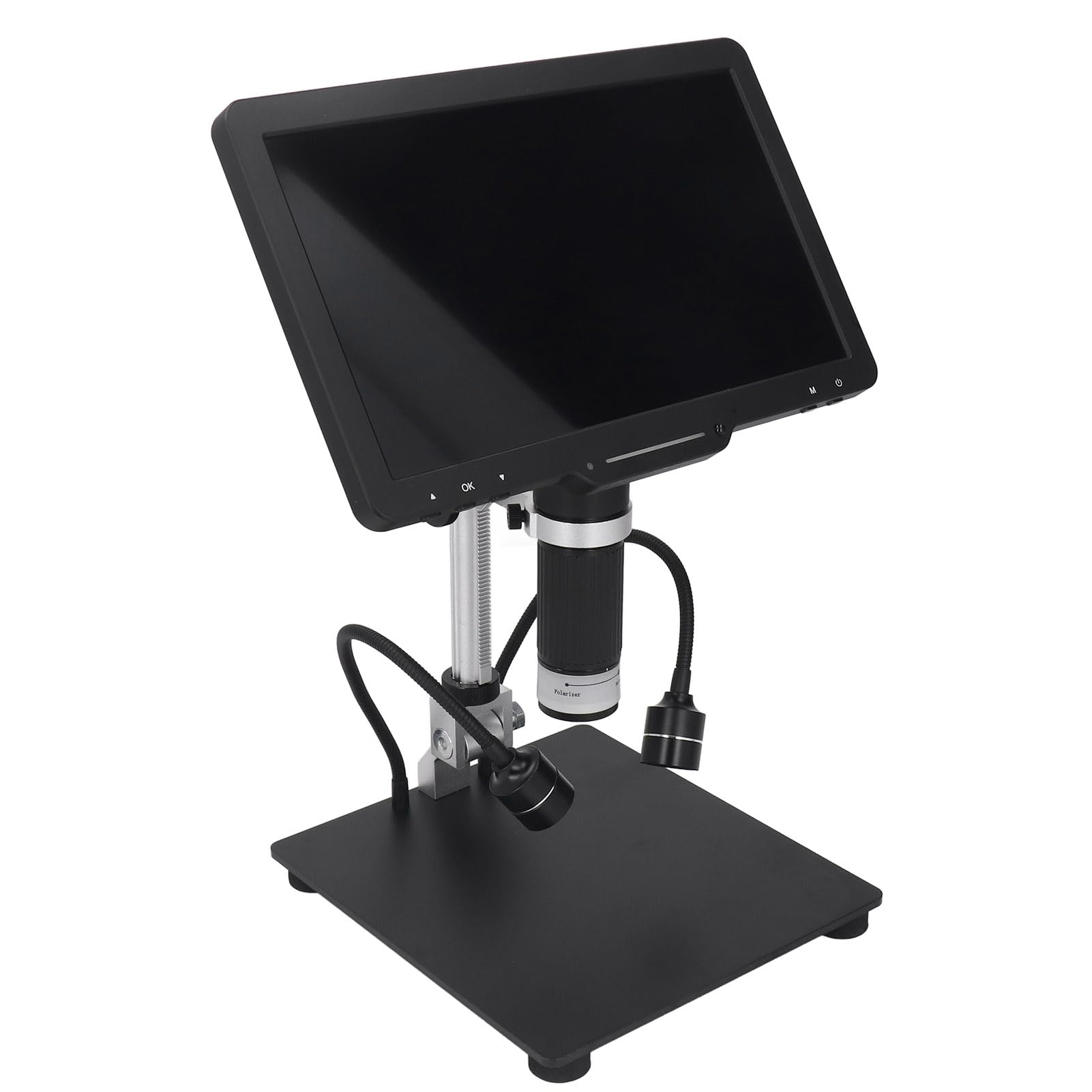 FTVOGUE Digitales Elektronenmikroskop, ABS-Metall-Digitalmikroskop 1600X mit 10,1-Zoll-IPS-LCD, 1080P 24MP, 8 LED-Licht für die Inspektion von Lötmünzenreparaturen