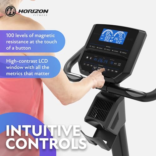 Image of Horizon Fitness 5.0U Upright Bike, Fitness & Cardio, Magnetic Resistance Cycle with Bluetooth, Padded Seat, Step-through Frame, and 300lb Weight Capacity