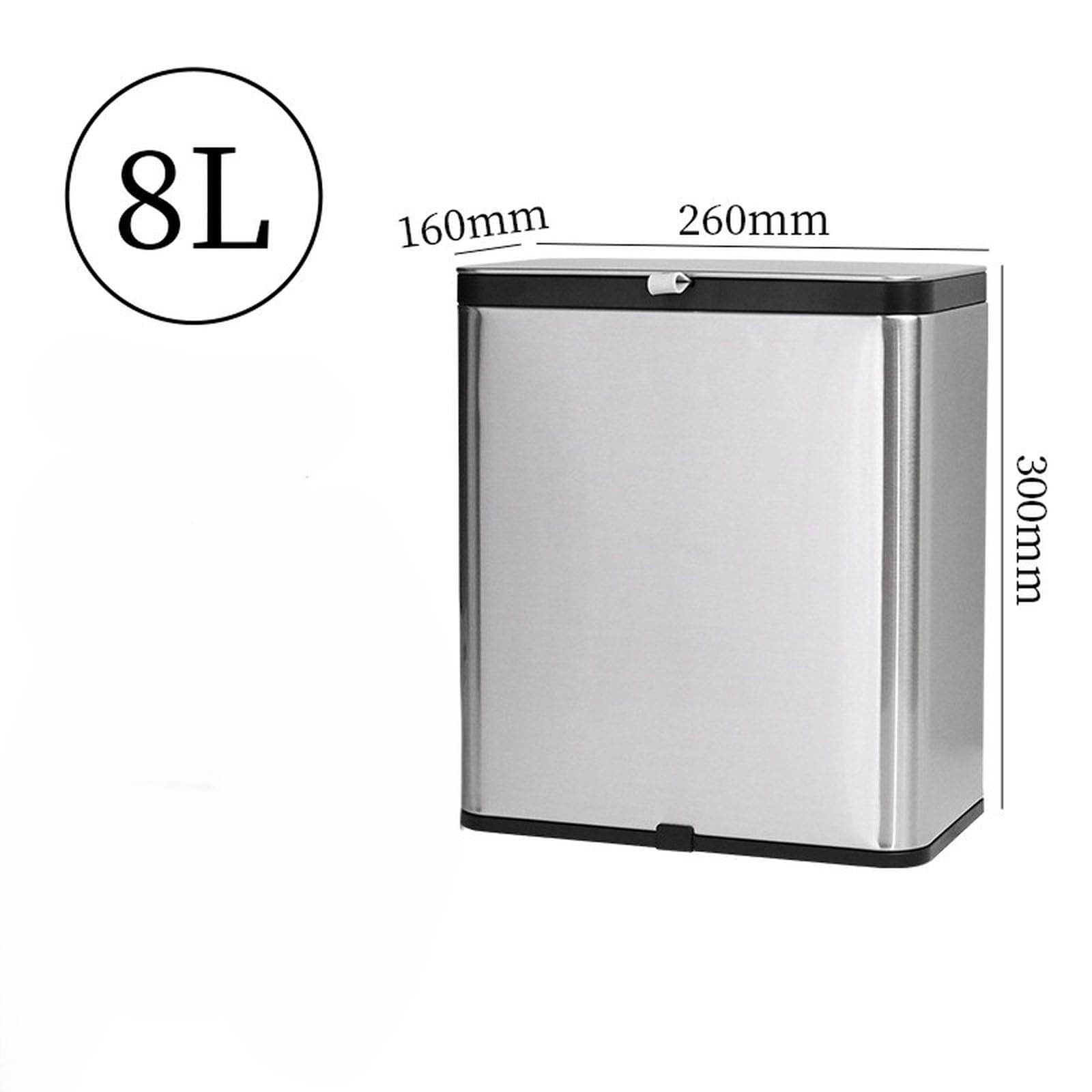 Generisch Hängender Edelstahl-Abfalleimer für Küche und Bad, Wandmontage, mit doppeltem Schiebe- und Klappdeckel, 3 l/4 l/8 l, ideal für Bad und Büro