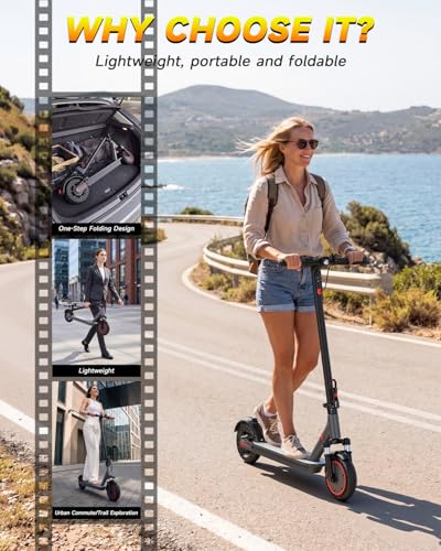 Image of VOLPAM Electric Scooter with Dual Suspensions, 19 /22MPH, 350W /500W /800WMotor, 60 /40 /31 /23Miles Long Range, Dual Braking, Max Load 264 lbs