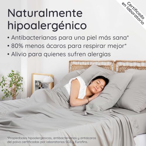 Miniatura 5 de Bambaw Sabana Encimera Cama 150 Bambú Y 160 Cm, 240x290 Cm, Ropa De Cama Bambu Suave, Sábanas Antiácaros E Hipoalergenicas, Sabanas Refrescantes Verano E Invierno Refrigerantes Gris