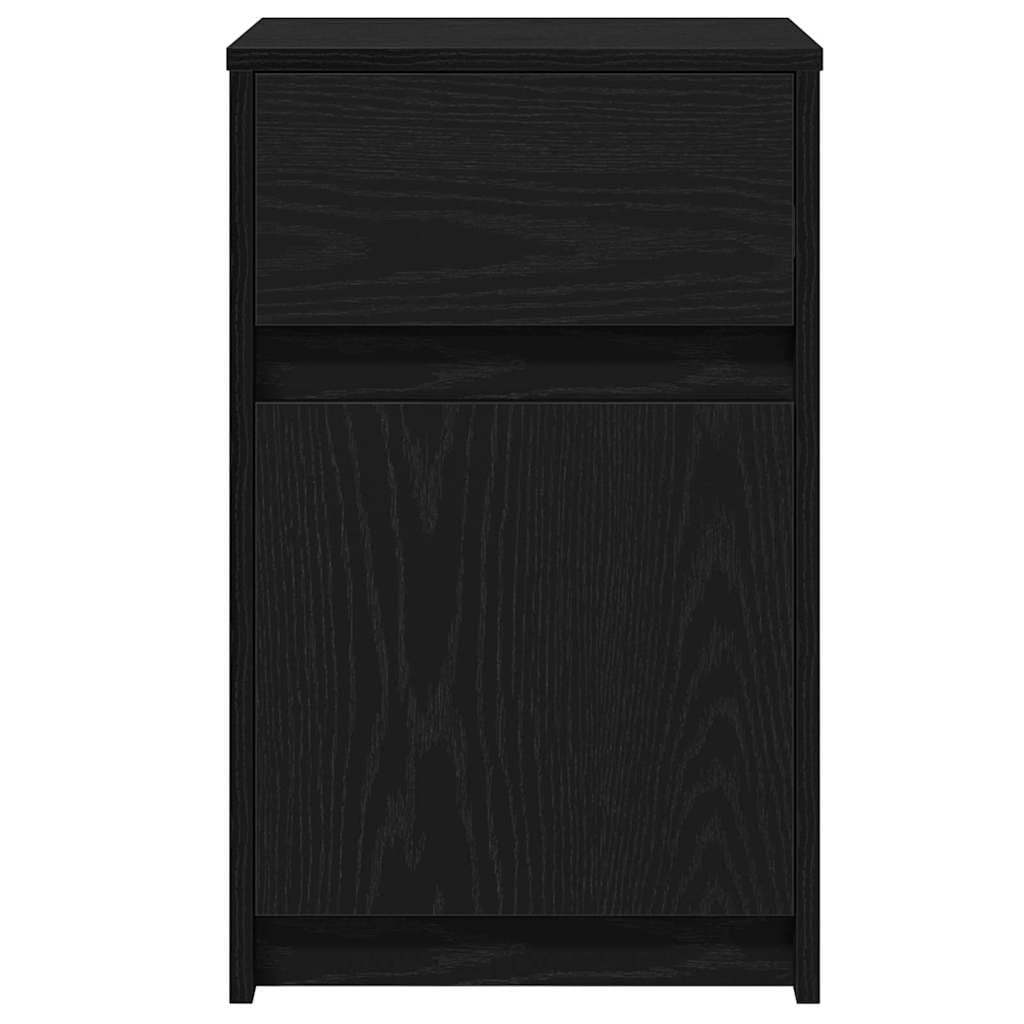LED Nachttisch 2 Stück Schwarz Eichen-Optik 38 x 34 x 61 cm mit Schubladen und Stauraum, Holzwerkstoff Nachtschrank für Schlafzimmer, Wohnzimmer, Kinderzimmer, USB LED-Lichterketten