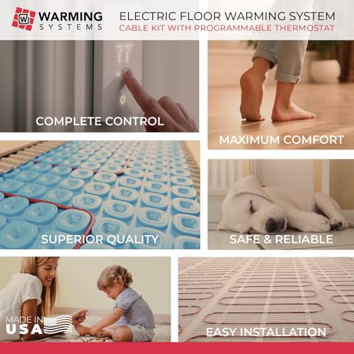 80-Sqft-120V-Electric-Radiant-Floor-Heating-Kit–Includes-Heating-Cable-Programmable-Thermostat-Sensor-and-Cable-Guides-for-Under-Tile-Heated-Floors 80 Sqft 120V Electric Radiant Floor Heating Kit–Includes Heating Cable Programmable Thermostat Sensor and Cable Guides for Under Tile Heated Floors