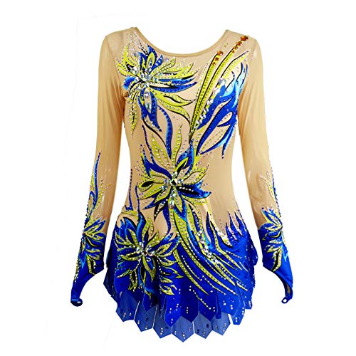 Liuhuo Rhythmic Leotards Dress Blue Girls Children Artistic Gymnastic Maxi Belly Performance Ballroom Ballet Leotards #TOP30