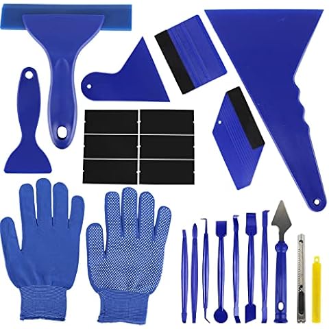 BeiLan 23 Pcs Car Vinyl Wrap Tool Kits, Micro Stick Squeegee, Felt Squeegee with Spare Fabric Felts, Gloves, Vinyl Film Smoothing Tool Kit for Auto Film Tinting Installation Cover