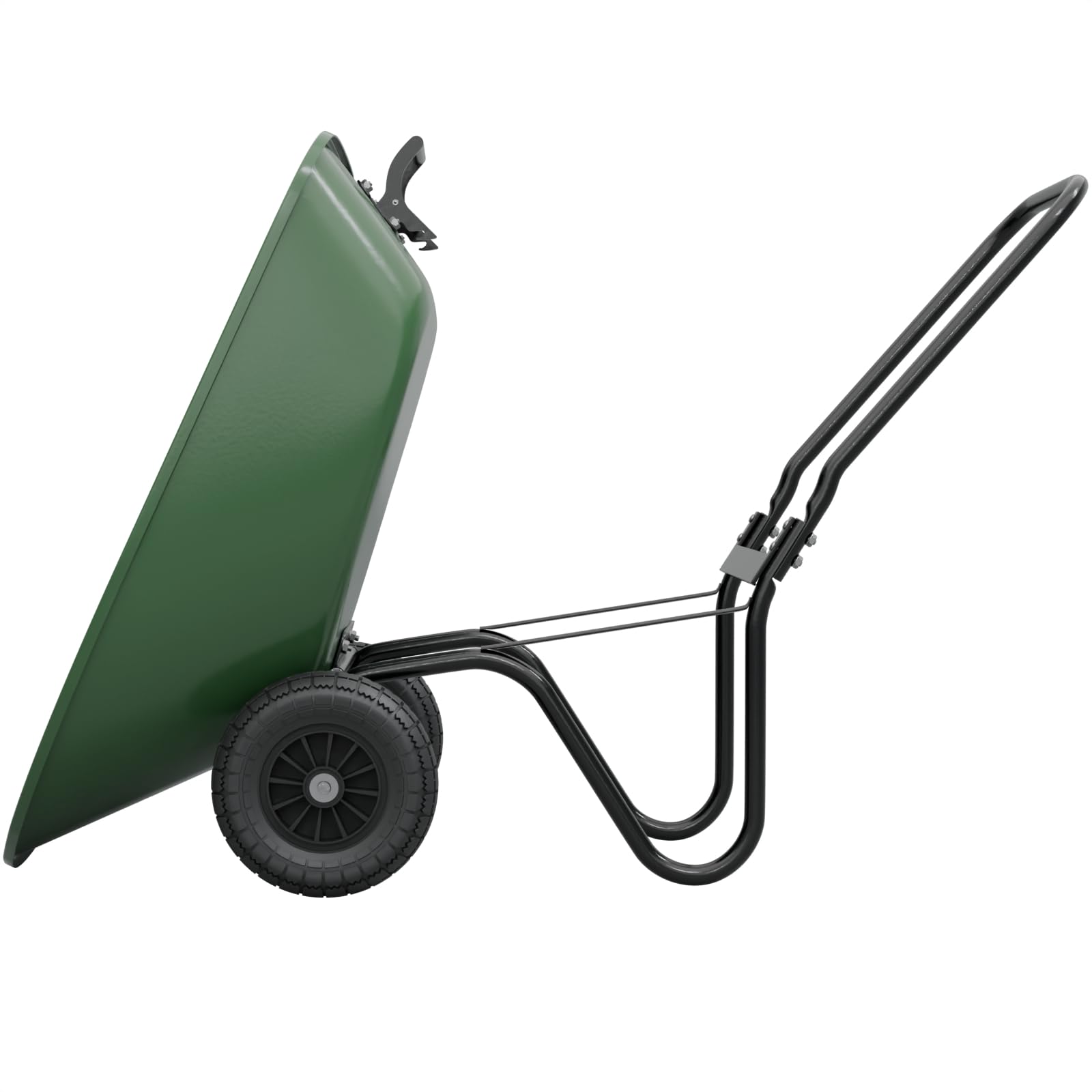 HAGO 24 | Carriola | Verde | Carrello da giardino | 78 l | 100 kg | Funzione ribaltabile | Vasca in PP | Telaio in acciaio | Ruote in PU | Carro cortile | Aiuto per il trasporto
