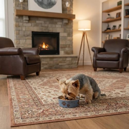 Hundenapf personalisiert aus Edelstahl S 450 ml Dunkelblau – rutschfest, leicht & hygienisch – Futter- & Wassernapf mit Namen für kleine Hunde & Katzen