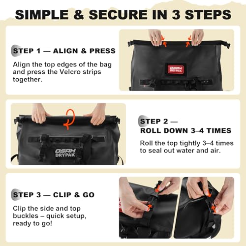 Image of Waterproof Duffel Bag 25L /40L /60L - Heavy-Duty Motorcycle Tail Bag, Roll-Top Dry Bag for Travel, Camping, Boating, Kayaking, Outdoor Adventure