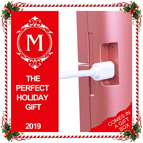 Mirrorvana XLarge Vanity Mirror with Lights | 360° Rotatable Extravagant Trifold LED Lighted Makeup Mirror with 10X, 5X, 3X Magnification & Bonus USB Cable (2018 XLarge Rose Gold Model)