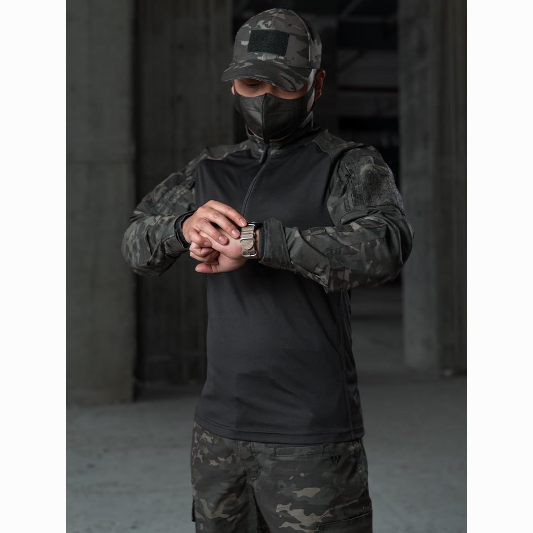 IDOGEAR Koszule bojowe koszula taktyczna z długim rękawem z Ochraniacze na łokcie Wojskowe Koszule Z Kieszeniami odzież Airsoft Topy