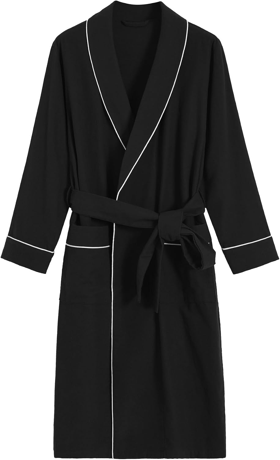 Latuza Men's Solid Color Cotton Flannel Robe Knee Length Bathrobe