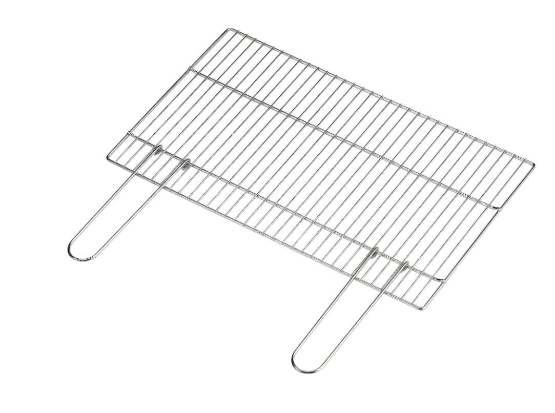 Griglia per Barbecue in Acciaio Cromato, 67x40 cm, Manici Richiudibili, Regolabile per Barbecue a Muratura e Portatili - 1