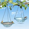 ShiMeiDing 2 Pack Hanging Bird Baths, Hanging Bird Feeders for Outdoors, Bird Water Bowl for Garden Yard Decor(Plastic, Blue Color)