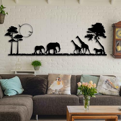 Décoration murale en métal Safari tableau horizontal animaux Afrique