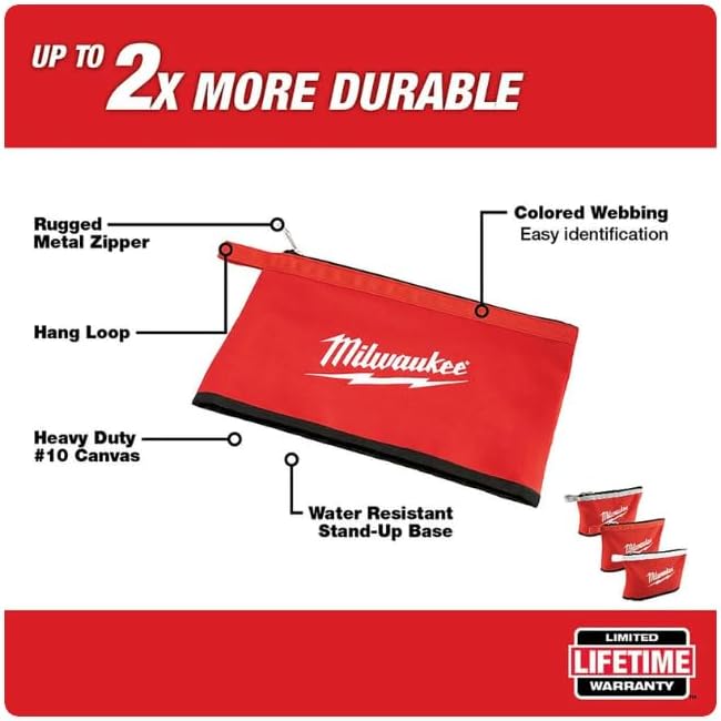 Milwaukee 48-22-8193 12 in. Zipper Tool Bag in Multi-Color - pack of 3