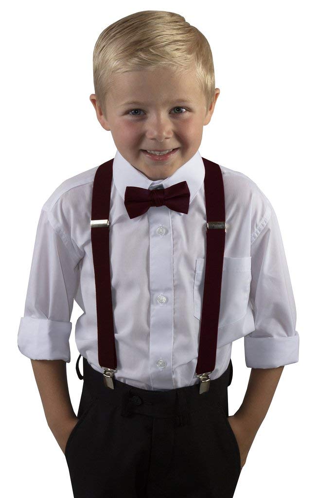 CLOTHERA Maroon Suspender and Bow Tie Set for Kids 5 to 15yrs 2