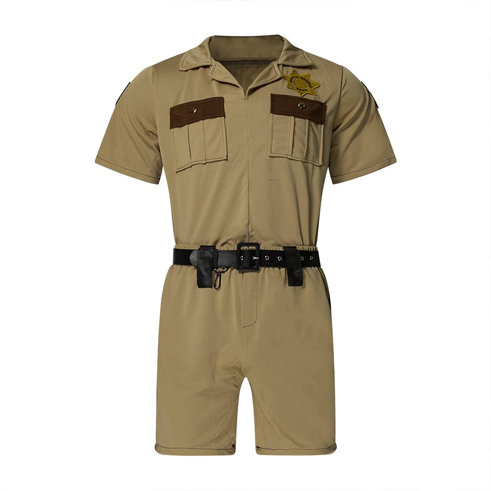 EDAUWAE Mens Police Costume Reno Lt Dangle Costume Reno Shirt Waist Belt Uniform Suit