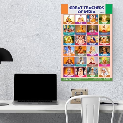 Image of ESCAPER Great Teachers of India Educational Charts for Kids, Charts for Kids Learning (11.5 x 17.5 inches), Kids Study Material, Kids Learning Books, Educational Posters