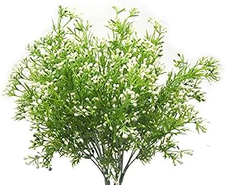 Artificial Fake Flowers Plants, 4pcs Outdoor UV Resistant Faux Green Greenery Fake Plastic