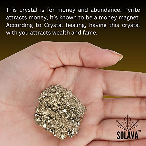 Raw Pyrite Stone Original Certified Cluster - Natural Energised Golden Pyrite Crystal Stone for Healing, Willpower, Money Manifestation