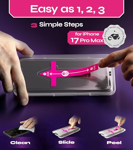Image of Defenslim for iPhone 17 Pro Max Screen Protector (2Pack), Easy Auto-Align Install Kit, 6.9 inch Tempered Glass, 9H Hardness, Ultra HD Clear, Case Friendly, EasyShield
