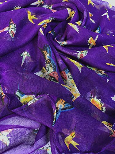Image of GERINLY Scarfs for Women Lightweight Cotton Feel Scarves Floral Birds Print