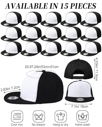 Image of 15 Pack Snapback Hats for Men Hip Hop Style Solid Baseball Hats Adjustable Snapback Cap Flat Brim Baseball Caps