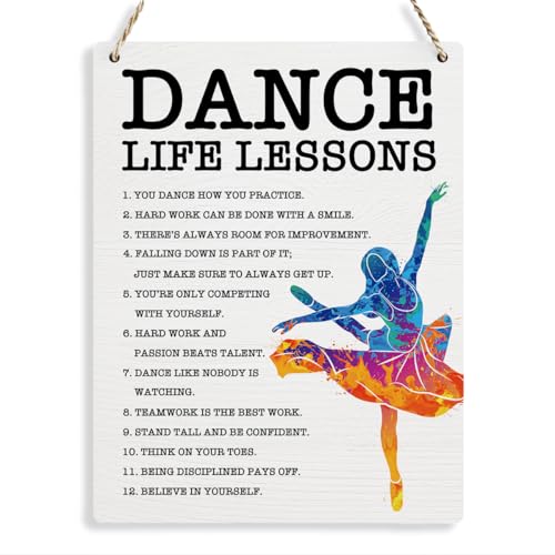 Dance Life Lessons Wood Sign Inspirational Ballet Wall Decor Art, Motivational Ballet Quotes Wall...