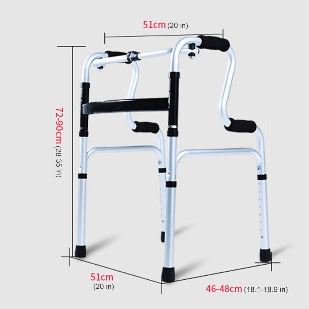 Andador, andadores para personas mayores, resistente, liviano, de altura ajustable, asistente de escalón de aluminio, antideslizante en el interior y exterior de la casa, todo está bien (sin ruedas)