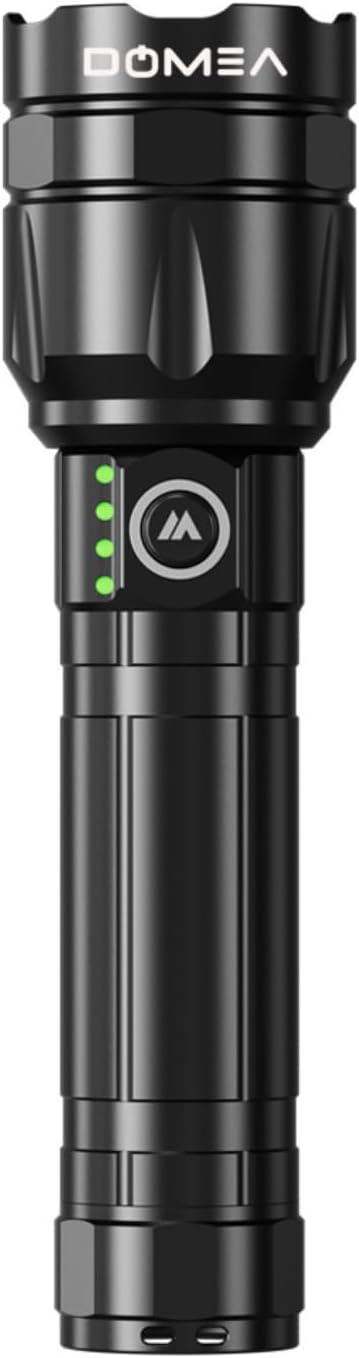 DOMEA Zoomable Lazer Flash Light|Rechargeable, 600M Range|100000 Hours Long LED Life|4000mAh Battery, Up To 4 Hours Working Time|SOS Light Power Reminder| Suitable For Camping Outdoor Activities |15 W