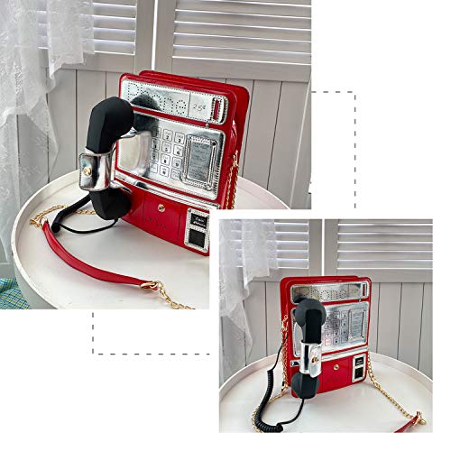 KUANG! Women Reflective Laser Fashion Telephone Shaped Shoulder Bag Ladies Funny Crossbody Bag Chain Purse2