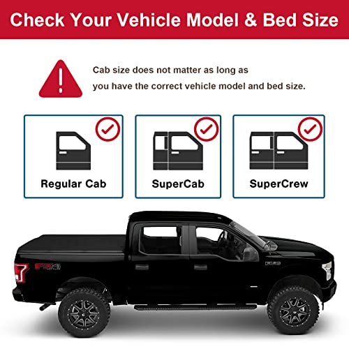 Capser 6.5 Ft Soft Quad Fold Truck Bed Tonneau Cover Fits 2015-2023 Ford F150 Styleside 6.5'(78") Truck Bed #TOP6