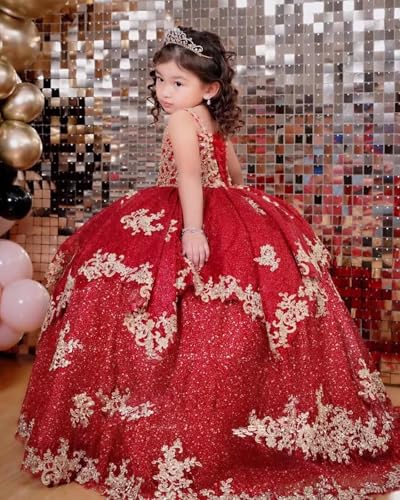 Luxury Lace Appliques Flower Girl Dresses for Wedding Sparkly Tiered Tulle Birthday Party Prom Gown Pageant Dresses4