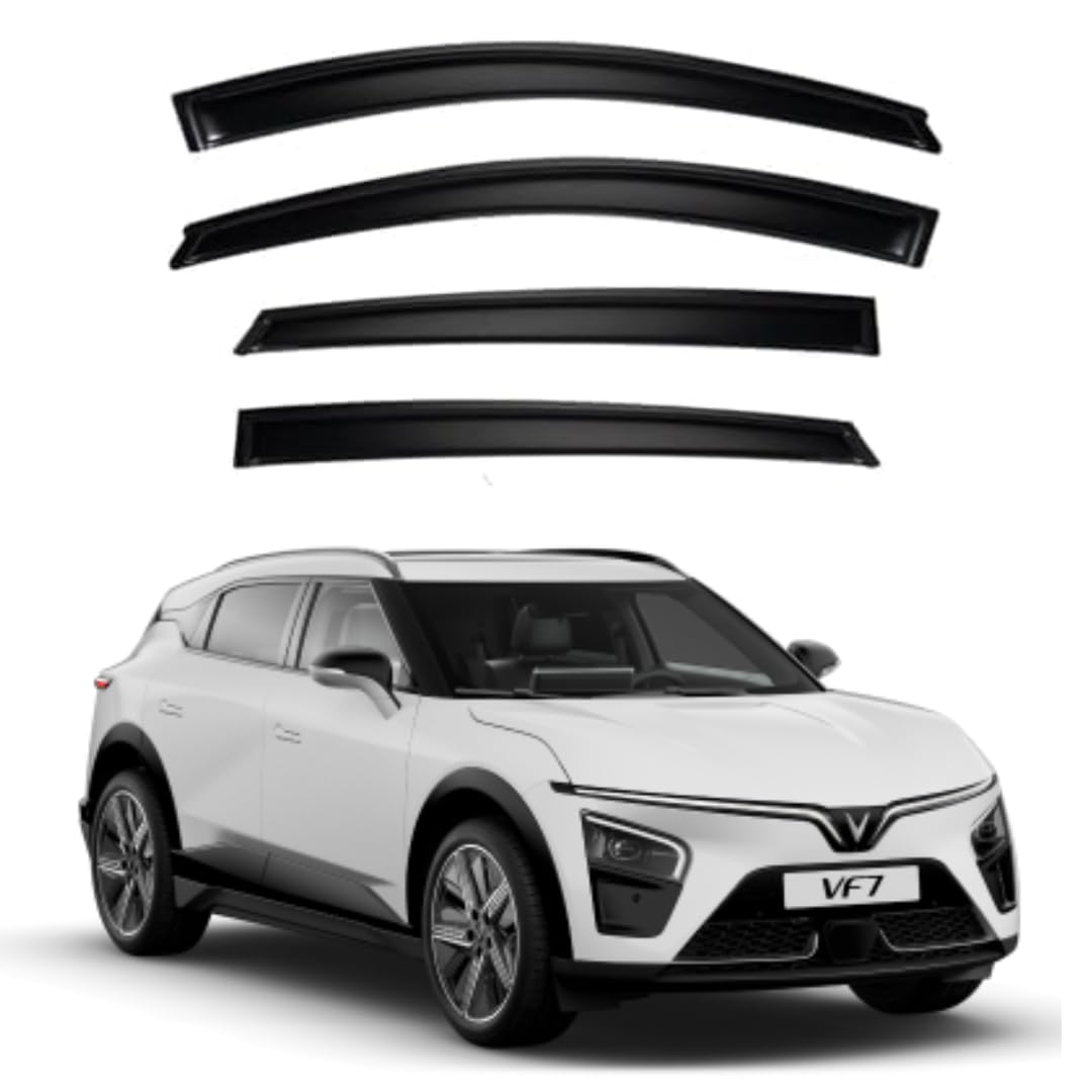 Premium Smoke Car Door Visor Front+Rear Sun/Rain Guard Outside Mount Tape-On Window Visors Compatible with Vin-Fast VF7 (2026)-image-26
