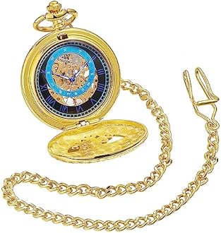 ShoppeWatch Men’s Pocket Watch with Chain | Hand Winding Vintage Pocket Watch | Classic Mechanical Movement Pocketwatch | 1920s Railroad Steampunk Costume Accessory